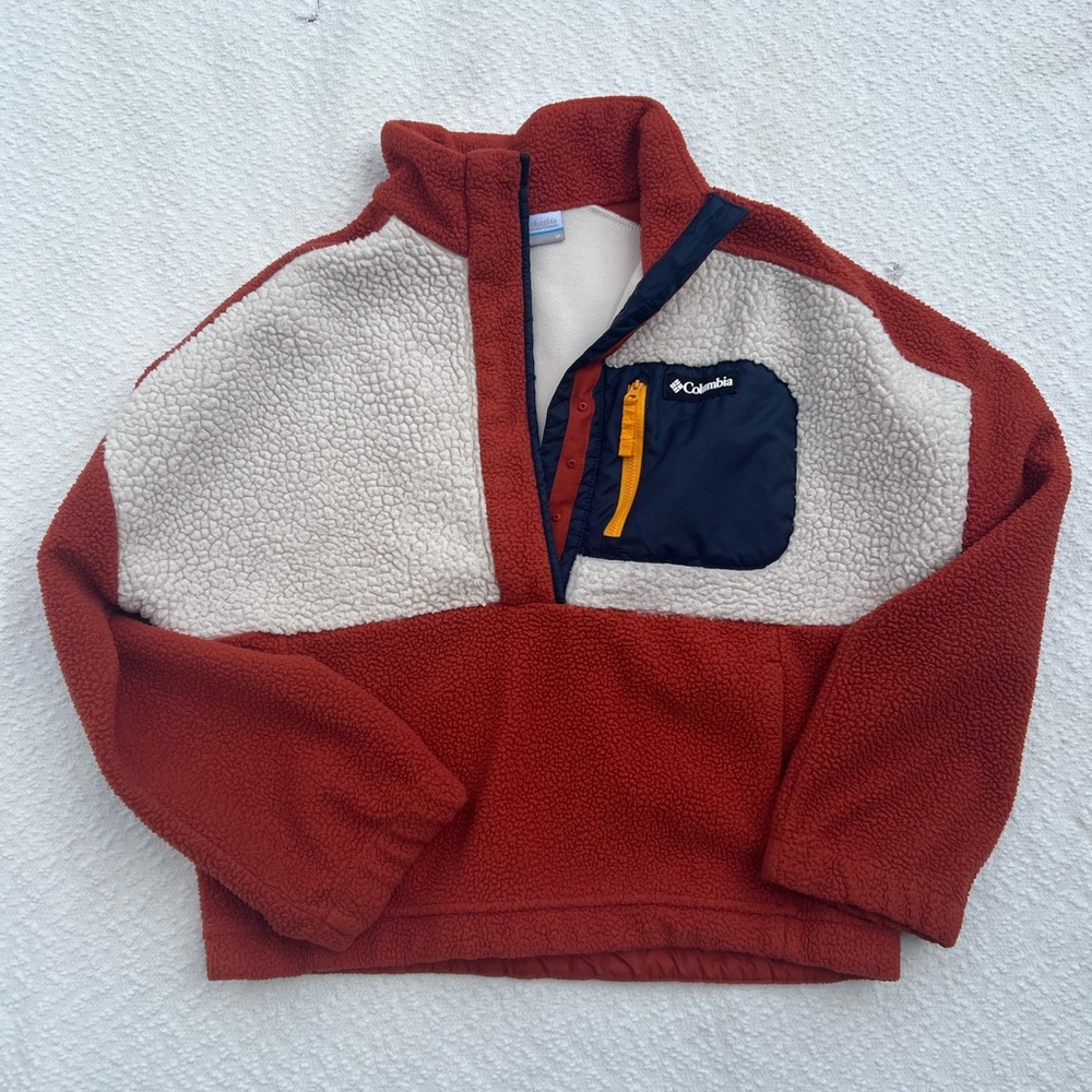 Columbia Sherpa Quarter-Snap Fleece Pullover | Rust & Cream